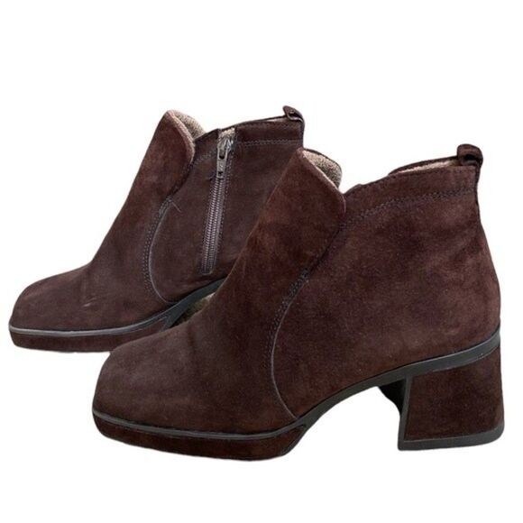 Hush Puppies Brown Suede Side Zip Waterproof Ankle Canada Winter Boots Sz 7.5 - Picture 3 of 12